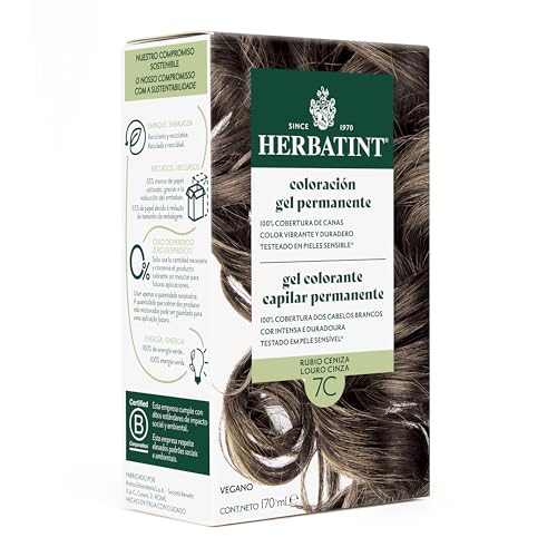 Herbatint Gel Permanente para Cabello 7C Rubio Ceniza - 170 ml | Sin Amoniaco, Cobertura Óptima de Canas | con 8 Extractos Bio, para un Color Duradero y Suave