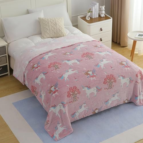 Image of Story@Home Glow in the Dark Blankets for Kids | Summer Comfort Quilt for Kids | Kids Blanket 0-15 Years (200x15 cm) Soft Fleece Blanket |Cozy All-Season Radium Blanket for Boys & Girls-Unicorn