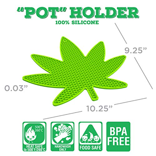 GAMAGO Pot Holder - Pot Leaf Shaped Pot Holder, Trivet, Coaster and Jar Opener - Funny Yet Practical Kitchen Accessory to Gift to Your Best Buds - Made of Heat Resistant Silicone - Image 3