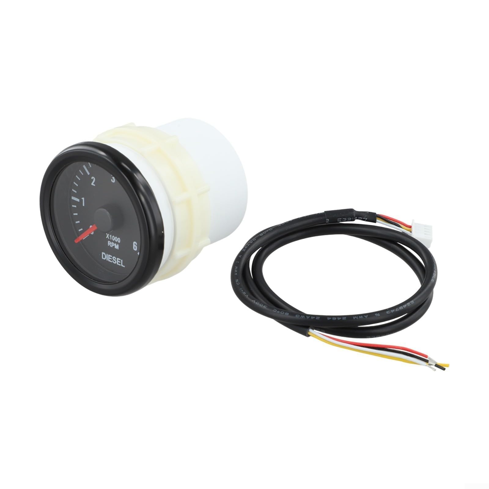 Jauge électrique de 52 mm pour moteurs diesel, affichage du tableau de bord 0-6000 tr/min, instrument de surveillance du moteur en plastique noir