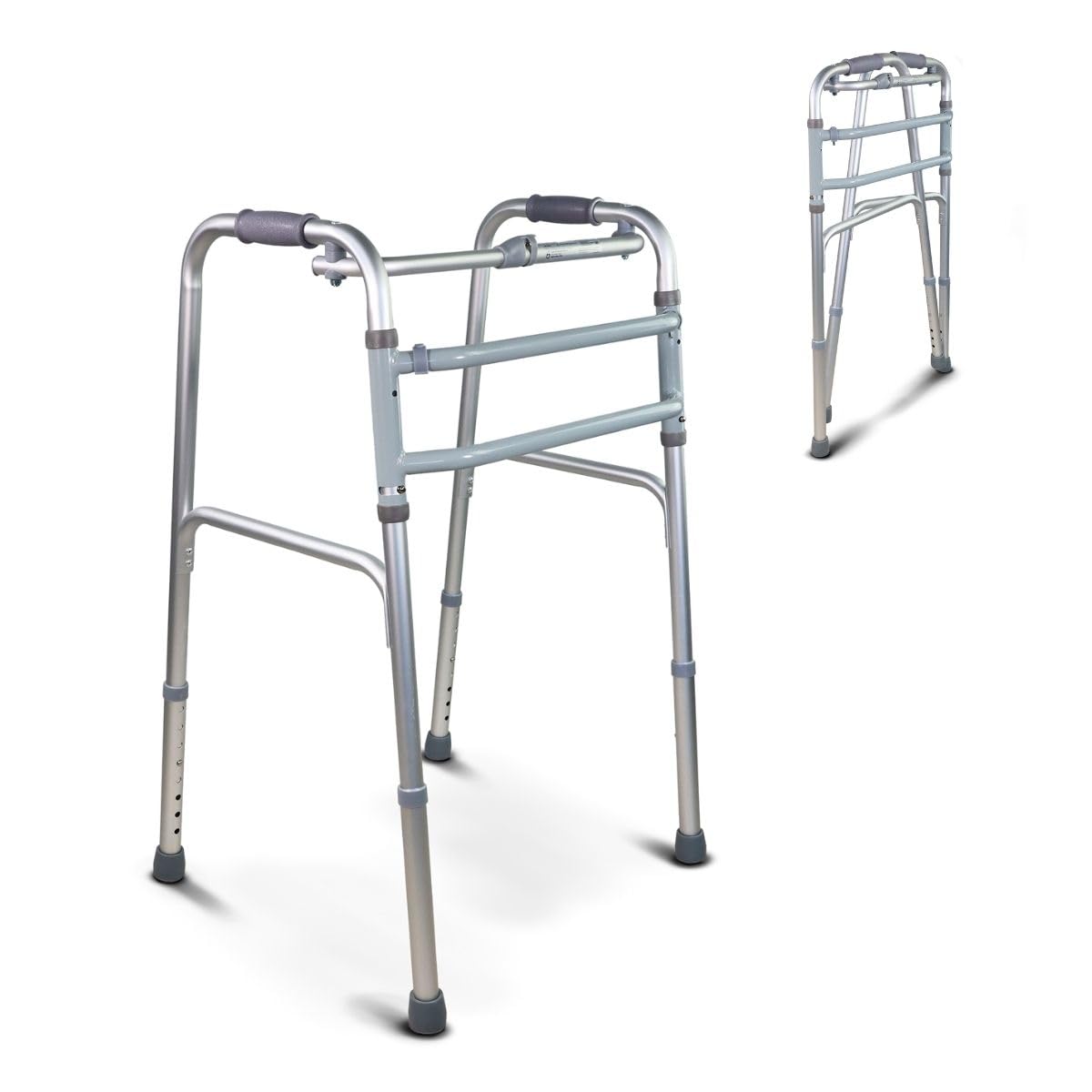 Mobiclinic®, Deambulatore Pieghevole, Senza Ruote, Mezquita, Ausilio per la Mobilità, Estremità Antiscivolo, Altezza Regolabile, Pieghevole, Alluminio, Ultraleggero, Sicuro, Peso Massimo 100 kg
