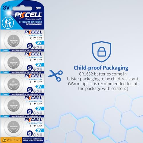 PKCELL CR 1632 Lithium Battery 3V CR1632 Battery (5-Count (Pack of 1))