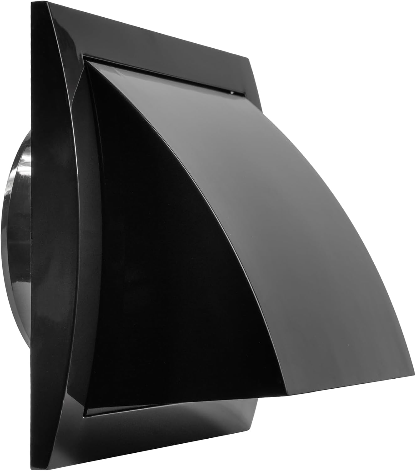 Ø100mm 153x148mm Black Cooker Hood with Rain Cover Indoor Outdoor HVAC