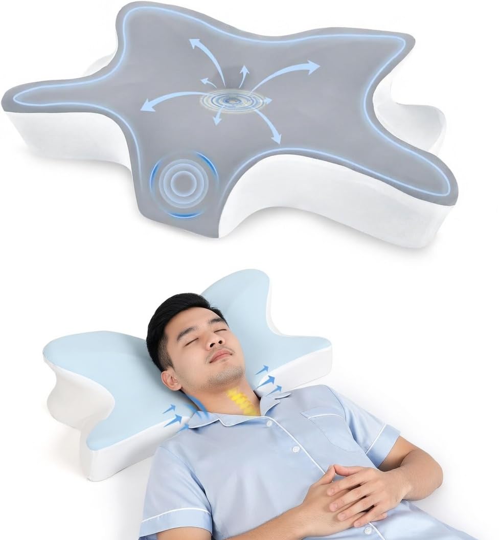 Samsco Cuscino a farfalla in memory foam premium ortopedico ergonomico per fianchi, pancia o schiena