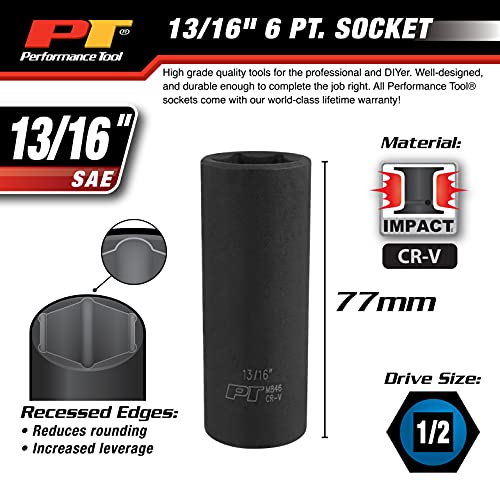 Image of Performance Tool M846 1 /2 Drive Impact Socket, 13 /16