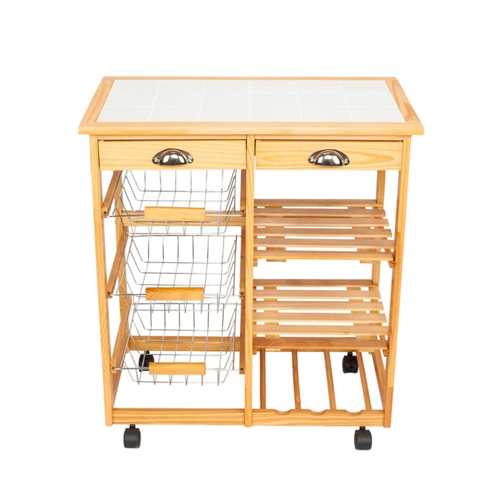 DNATS Kitchen & Dining Room Cart 2-Drawer Removable Storage Rack with Rolling Wheels Kitchen Trolley Cart Dining