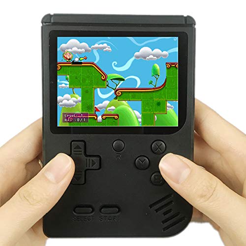 JJFUN Portable Handheld Game Device for Kids 4-8 , Retro Video Game Player Built-in 400 Classic Old Games 3.0\" LCD Screen, Classic AV Out TV Gaming Device Great Gift Idea for Children (Black)