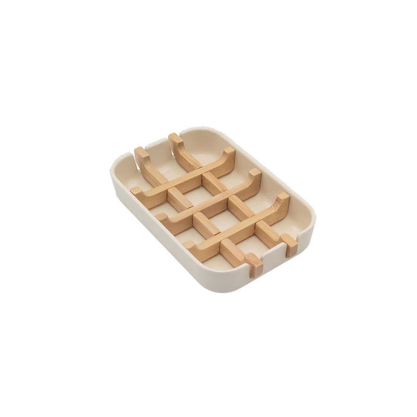 Jabonera De Fibra De Bambú Drenable Y Lavable(White)