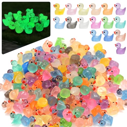 240Pcs Mini Resin Ducks Luminous Tiny Duck Figurines Bulk 16 Colors