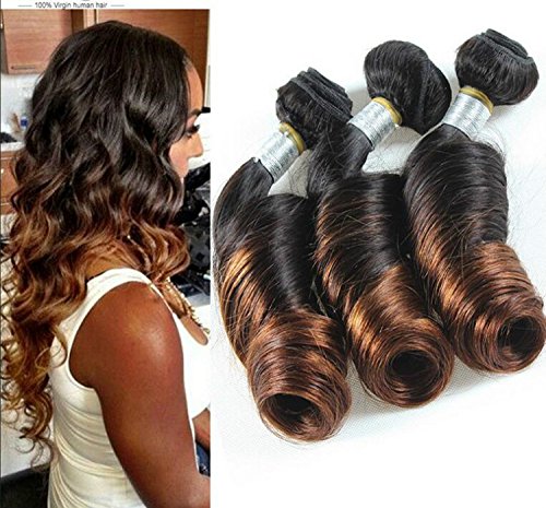 Wigsforyou@7A Ombre Peruvian Spring Curl Virgin Hair Two Tone Hair Bundles Ombre Peruvian Spiral Curly Virgin Hair Ombre Hair Extension 1B-4 12inch
