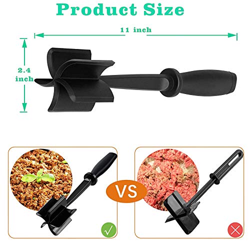 Meat Chopper, Hamburger Chopper, 5 Curve Blades Ground Beef Masher Multifunctional Heat Resistant, Meat Masher for Hamburger Meat, Ground Beef, Turkey and More, Safe for Non-Stick Cookware