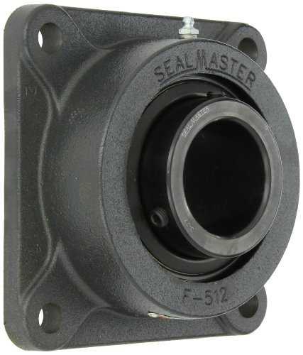 Sealmaster MSF-39 Medium Duty Flange Unit, 4 Bolt, Regreasable, Felt Seals, Setscrew Locking Collar, Cast Iron Housing, 2-7/16