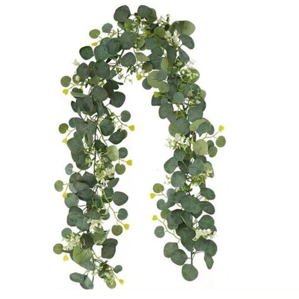 Foglie di eucalipto artificiali, confezione da 2, 0,8 m, ghirlanda verde finta per festa di nozze, decorazione da parete per la casa