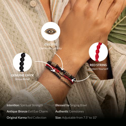 KARMA AND LUCK - Spiritual Strength - Men's Red String Adjustable Bracelet Handmade in Bali2