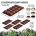 Silicone Molds for Chocolate - Set of 6 - Non-Stick & Food Grade Chocolate Molds Silicone for Jelly Candies, Truffles, Bath Melts & Candles - Candy Mold With Free Recipes eBook - Dishwasher Safe