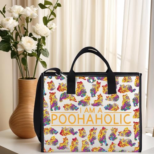 GJTIM Cartoon Bear Gift Cartoon Character Fans Gift Bear Accessories Canvas Bag I Am A Poohaholic Tote Bag4
