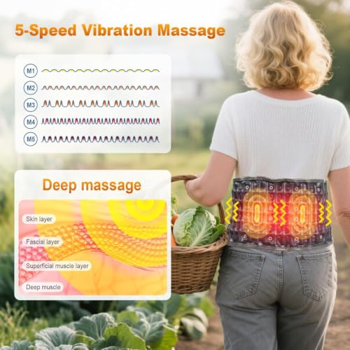 Image of Heated Lumbar Decompression Belt with Electric Air Pump, Vibration Massage & Red Light Heat, Inflatable Lower Back Support Brace, Adjustable Waist 29-49 Inch (Blue With Heat.)