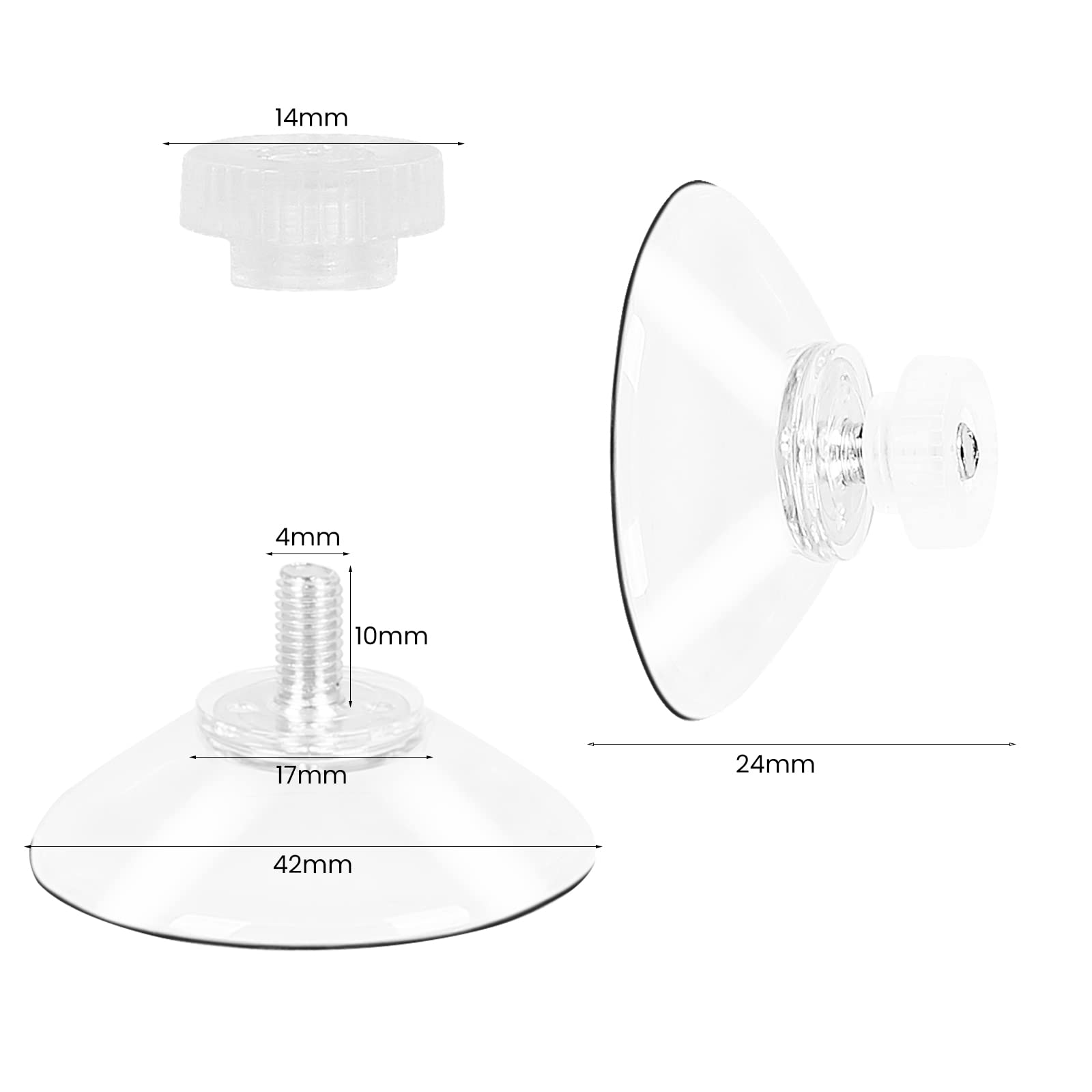 20 Ventose Filettate Trasparenti Ø 40 Mm M5 - Per Vetro, Auto E Decorazioni Senza Forare - Portata 1 Kg Ciascuna - Foto 8