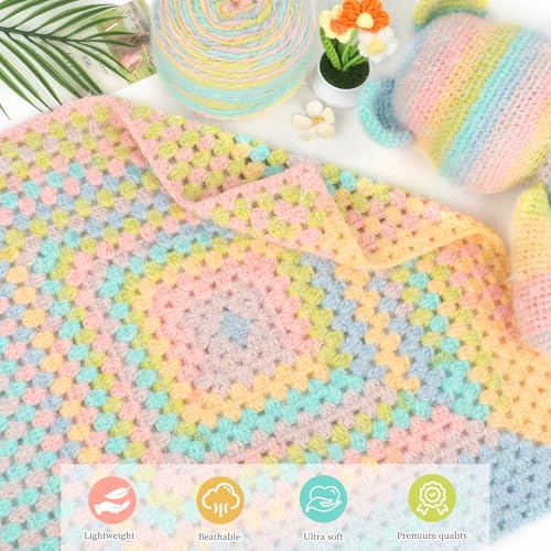 Image of Aeelike Ombre Yarn for Crocheting, 2 PCS Colorful Gradient Yarn #4 Medium, Each 190g(6.7 oz) 400m(437.5 Yards) 71% Acrylic 29% Nynon, Soft Cake Crochet Yarns for Blanket, Scraves, Sweaters, Color B