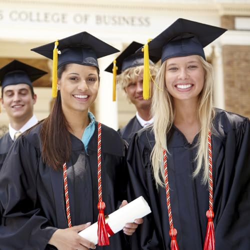 Image of Graduation Honor Cords Red and White Graduation Cords with Tassels, 67 inch Long for Graduation Students