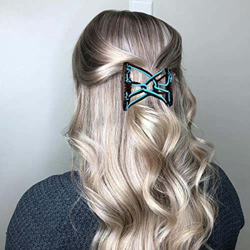 3 Pieces Elastic Magic Hair Comb Clips Stretchy Double Comb Hair Forks For Women Girls Vintage Hairstyle Multipurpose Hair Accessories (Classic Style-Blue Coffee Black) #TOP6