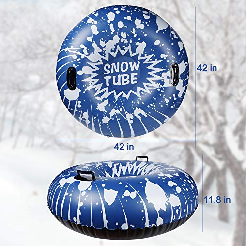 Glintoper Winter Snow Tube for Sledding, Inflatable Snow Sled for Kids and Adults, 42 Inch Heavy Duty Snow Tubes with Strong Handles, Wear-Resistant Material & Thickening Freeze-Proof - Thumbnail 6