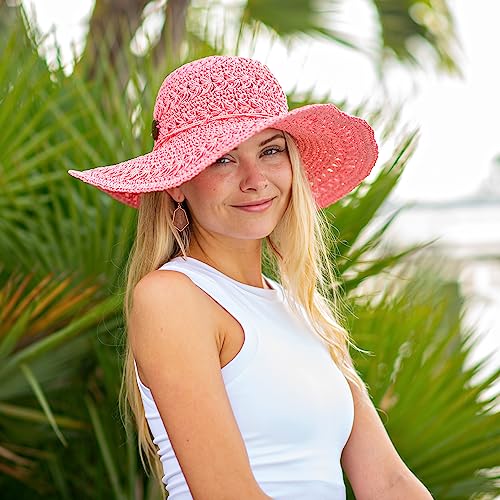 Sombrero de sol tejido Panama Jack mujer ala 4 pulg miniatura 4