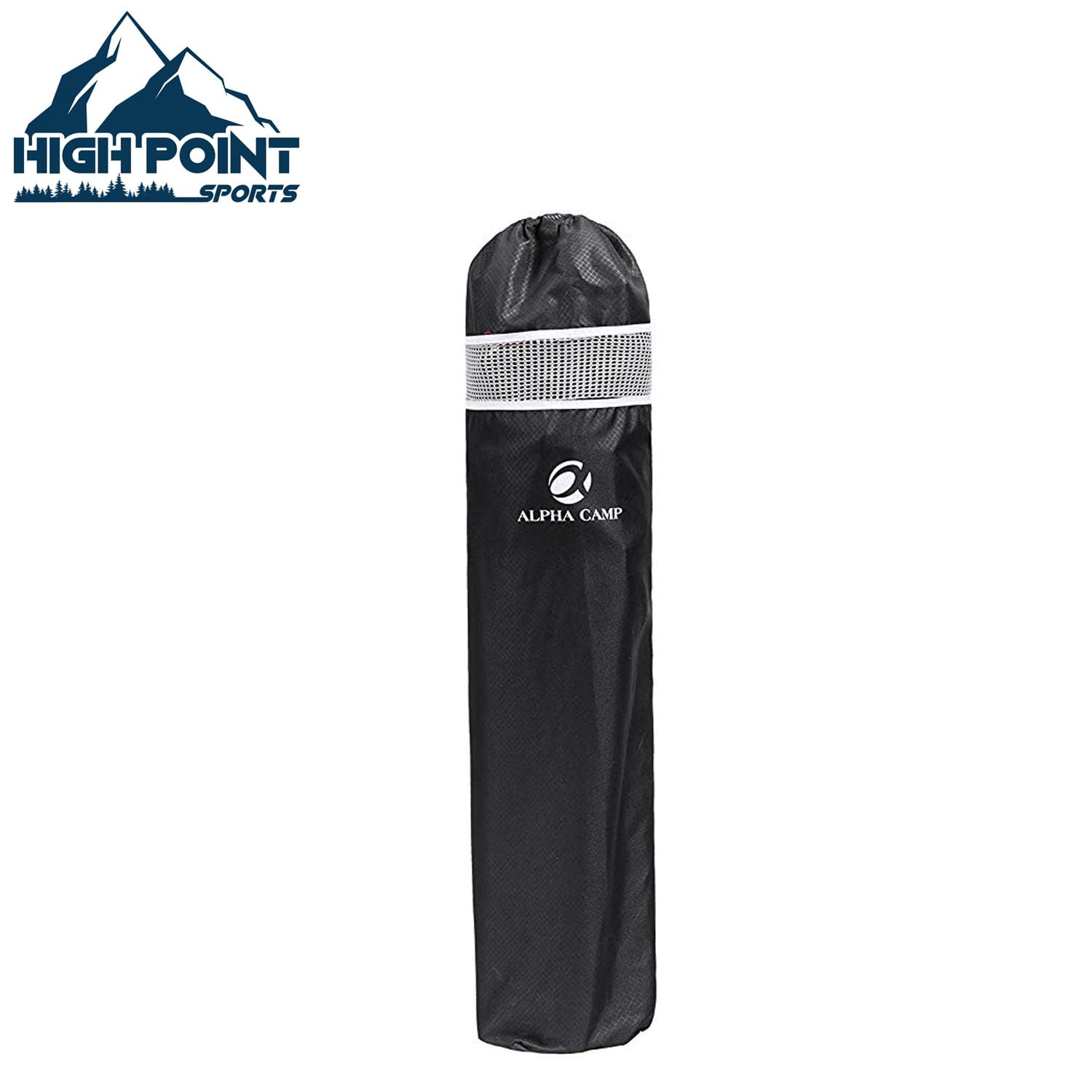 HIGH POINT SPORTS Campingstuhl Faltbar Angelstuhl Mesh-Rücken Klappstuhl | Camping Stuhl 160 kg Belastbar Anglerstuhl mit Armlehne Getränkehalter Stahlrahmen Tragbar Campingsessel (Schwarz)