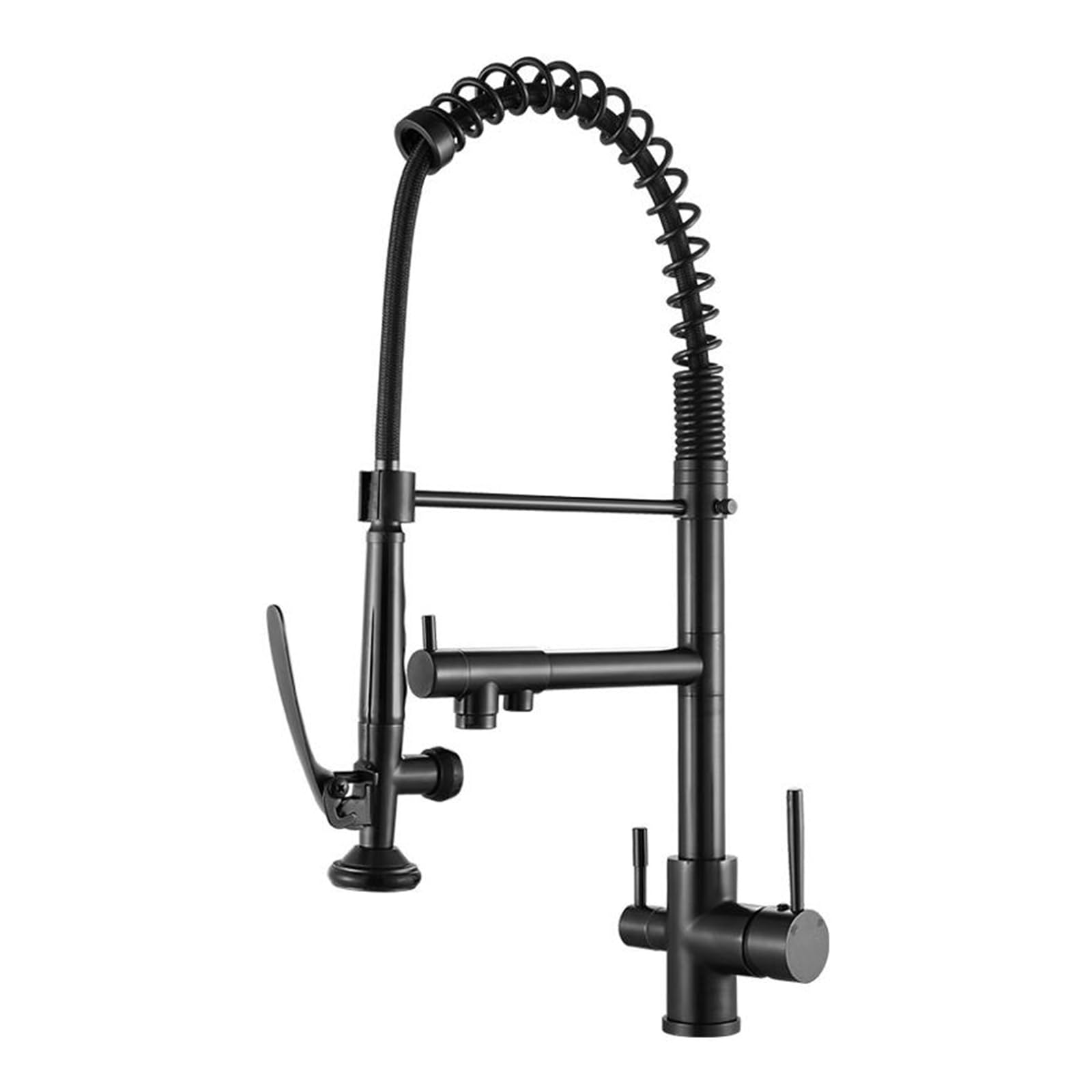 3 Way Kitchen Tap Flexible Black 360° Swivel Purified Water Hot and Cold Brass