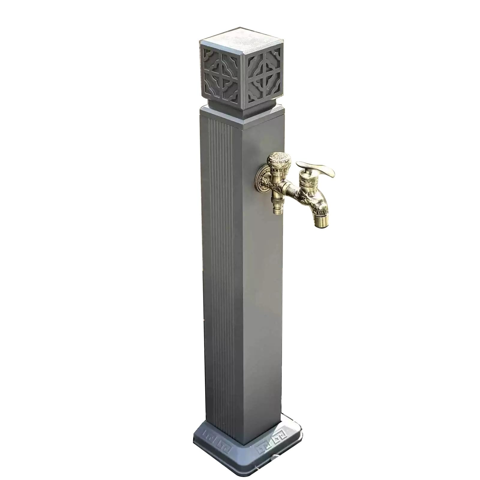 Fuentes Solares Flotantes, Grifo Doble Jardin, Grifos Anticongelante Exterior, Hidrante contra Incendios, Adecuado para Jardín, Granja, Rancho(Gray,80cm/31in)