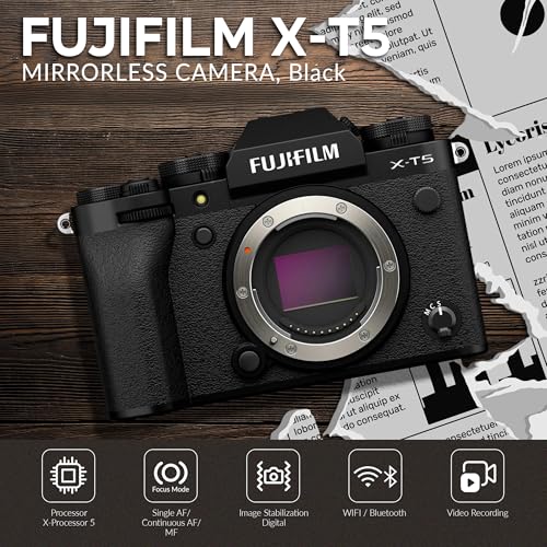 Image of Fujifilm X-T5 Mirrorless Camera, Silver Bundle with 128GB SD Card, Extra Battery, Complete Cleaning Kit, Fujifilm 1-Year Limited Warranty