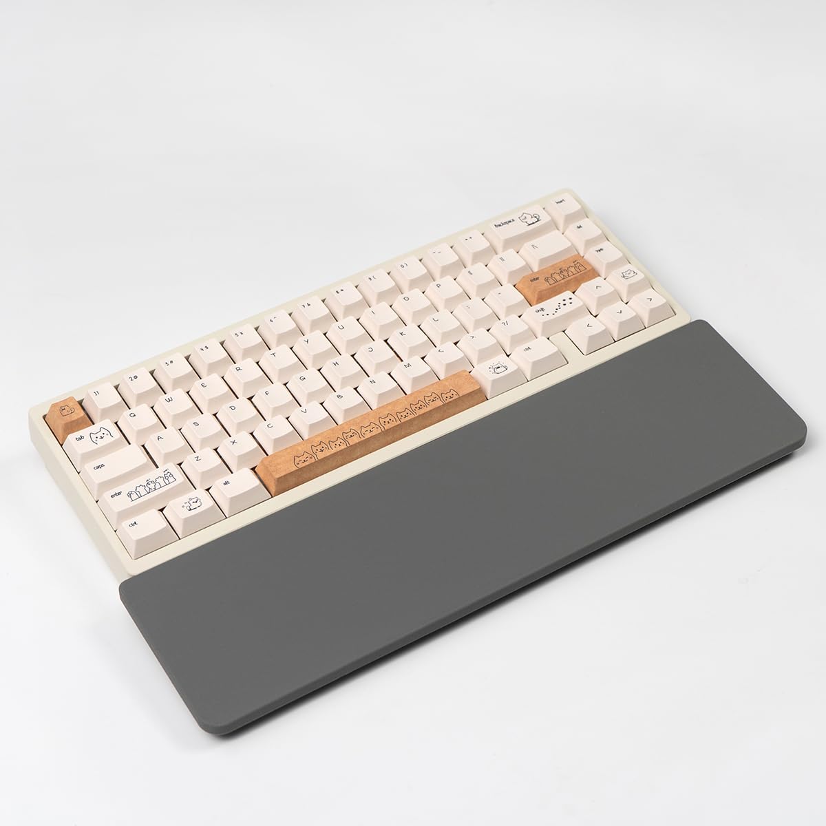 Ergonomic 75 Keyboard Wrist Rest-12 8 Silicone Non-Slip Keyboard Cushion Computer Wrist Rest Relief of Hand Pain Grey