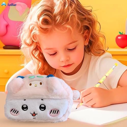 Image of FunBlast Fur Pencil Pouch for Girls - Cute Cartoon Multi-Purpose Zipper Case for School Kids, Cosmetic Pouch for Girls, Travel Organizer Bag, Pouches for School /Office (Pink)