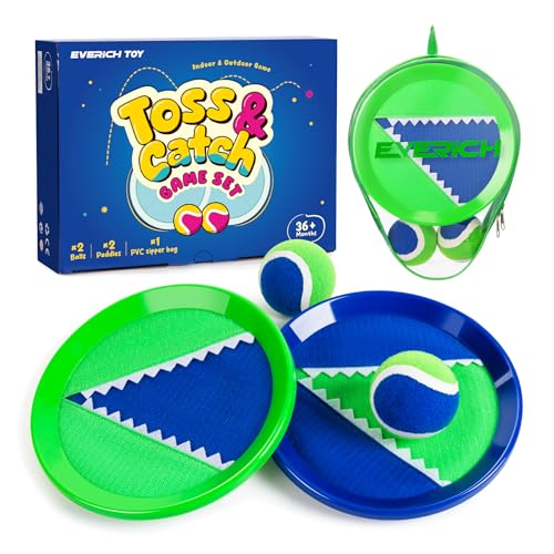 Image of EVERICH TOY Toss and Catch Ball Game Set, Upgraded Sticky Paddle Ball Set for Kids & Toddlers, Sturdy & Water-Resistant Outdoor Backyard Beach Pool Toy, Birthday Gift for Boys Girls Ages 3-12
