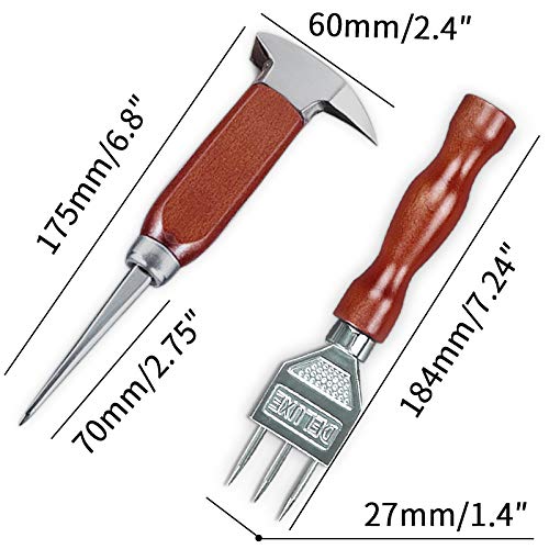 Ice Pick set of 2-7.24 Inch and 6.8Inch Stainless Steel Ice Crusher with Wood Handle, Japanese Style Ice Chipper,ideal for Bars and Home(2 Pick)-IPCK2