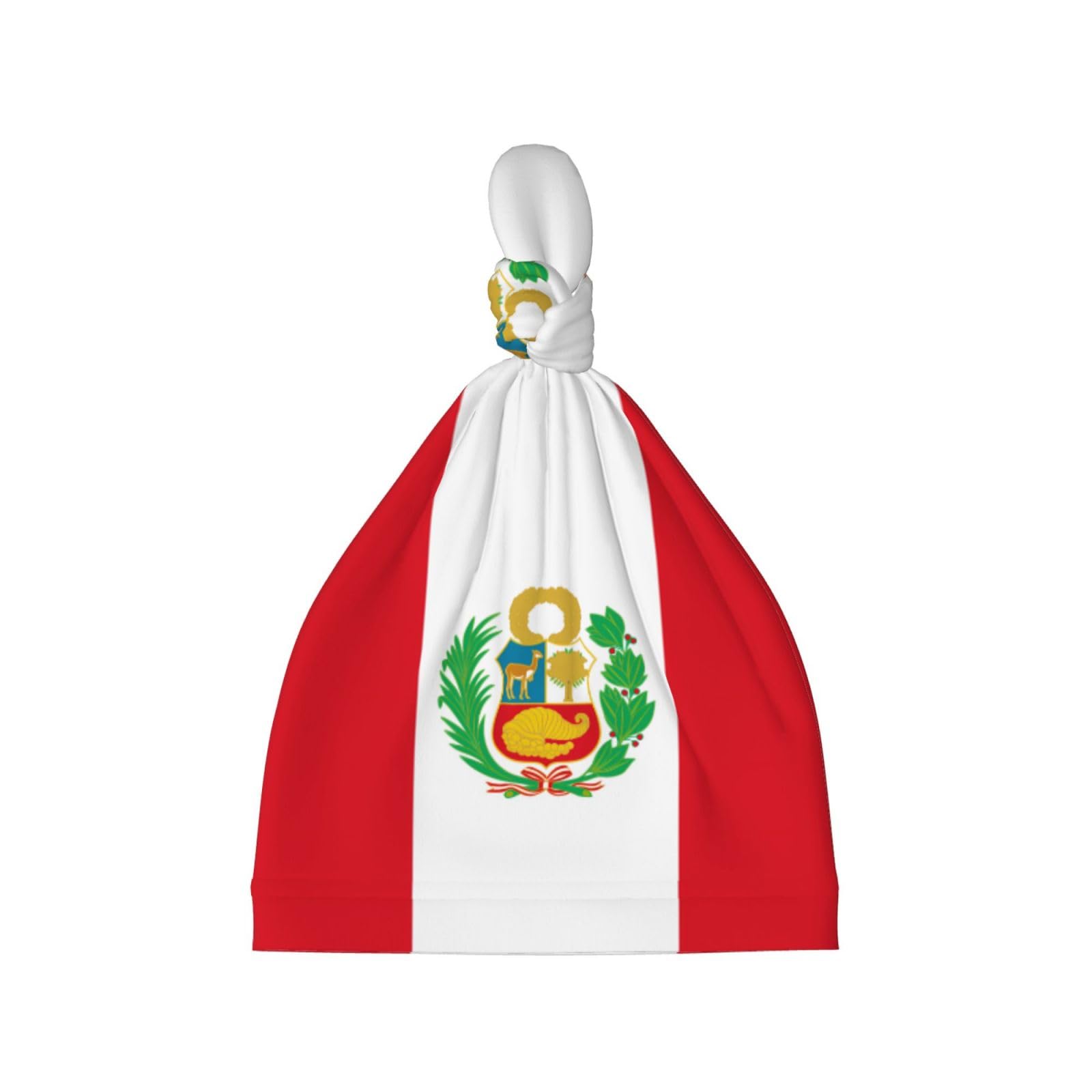 Flag of Peru Baby Warm Hat Soft Skin-Friendly Knotted Headwear with Windproof Ear Protection Black