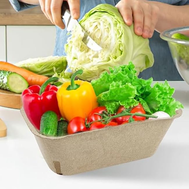 Pulp Fiber Berry Basket - Fresh Produce Vented Baskets | Paper Strawberry Basket | 50pcs Small Pulp Fiber Harvest Fruit Container For Packaging Fruits, Veggies, Blueberry Raspberry