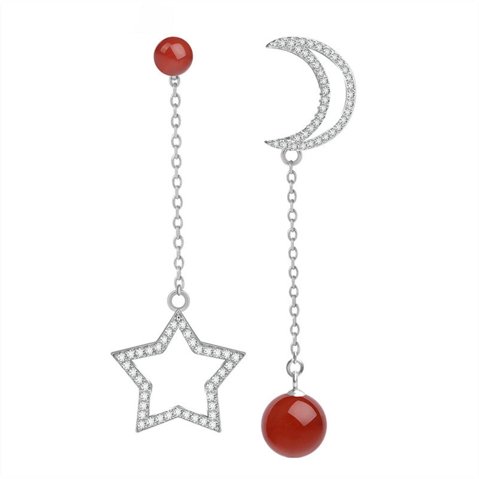 Pendientes Colgantes Damas lujosos Elegantes Piedras Preciosas Pendientes Colgantes Largos Estrellas y aretes asimétricos Lunares Pendientes de Fiesta de Moda for Mujer Pendientes Mujeres