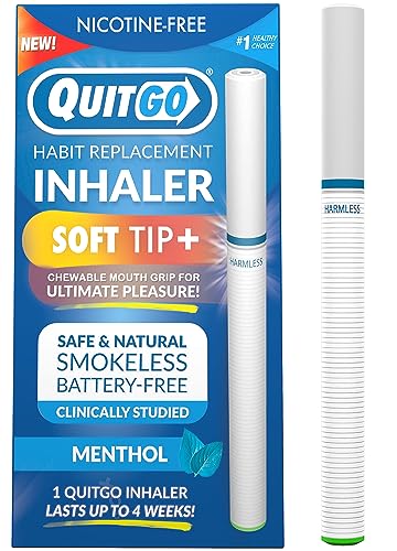 QuitGo Habit Replacement Inhaler with Soft Tip Chewable Mouth Grip Oral Fixation Support Clinically Studied Made in USA (Menthol 1 Pack)