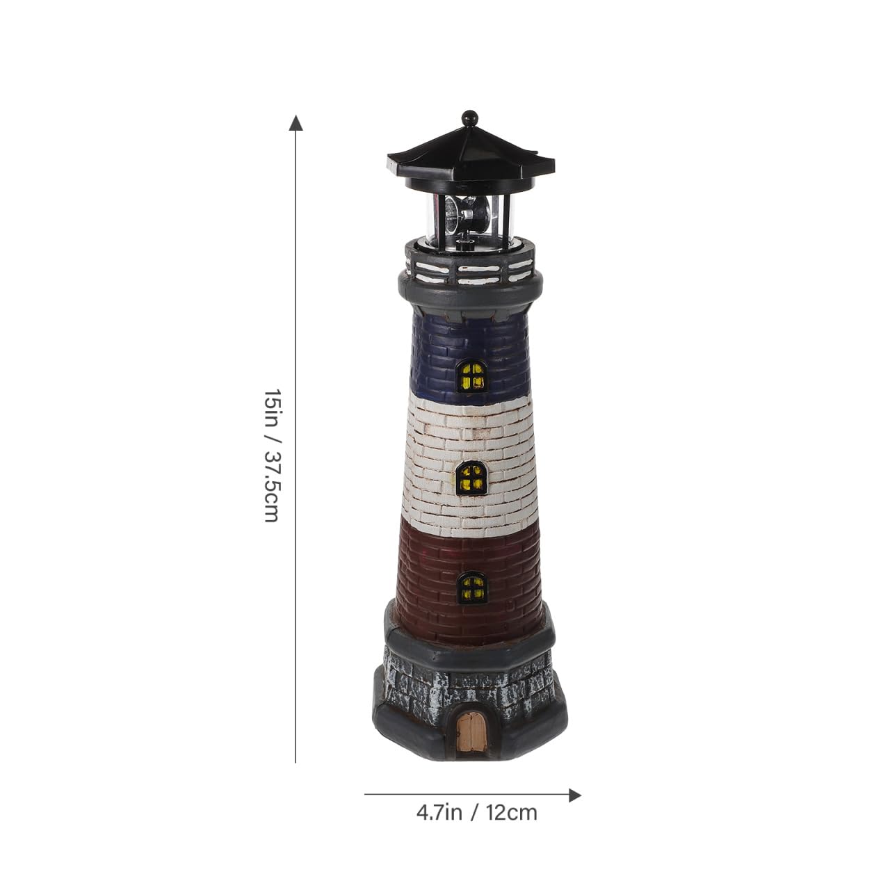 Torre di Luce solare Faro Luce Notturna Faro Rotante Solare Faro Esterno Ornamenti Lanterna Solare Esterna Decorazione del Giardino Luce di Strada Resina per Ruotare
