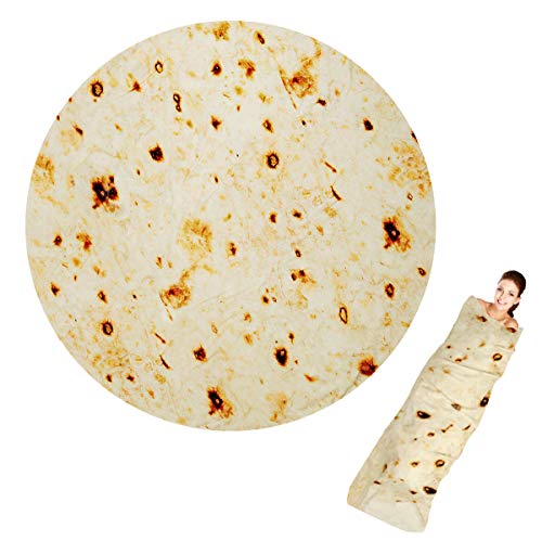 Vailge Burrito Decke Erwachsene Baby Tortilla Decke, Sofadecke Fleece Weich und Bequem Tortilla Überwürfe Decke für Betten Settees, Burritos Neuheit Wrap Riesige Runde Decke (Gelb, 180,3 cm) Cover