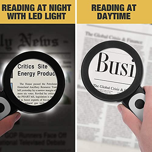 Image of 18 LED / 30X HandHeld Magnifying Glass with Cold and Warm Lights for Seniors Reading, Inspection, Coins, Jewelry, Exploring (3 Light Modes)