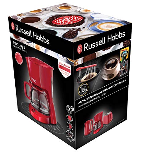 Russell Hobbs Textures - Cafetera de Goteo (Jarra Cafetera para 10 Tazas, Plástico Mate, 975W, Rojo) - ref. 22611-56 - Imagen 3