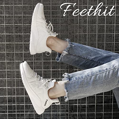 Image of Feethit Womens Running Shoes Lightweight Walking Tennis Shoes Non Slip Comfortable Fashion Sneakers, White, 10