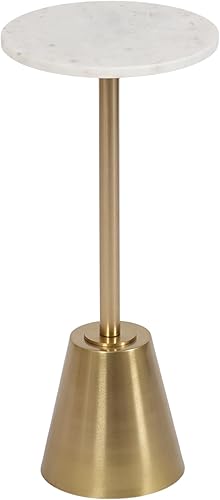 Miniatura 1 de Kate and Laurel Tira - Elegante mesa redonda para bebidas, 10 x 22 pulgadas, mármol blanco y oro, moderna mesa de Martini circular glamorosa para