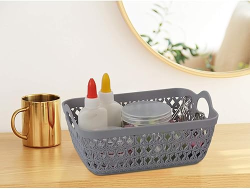 Miniatura 7 de Paquete de 12 bandejas pequeñas de plástico, bandejas de almacenamiento de escritorio, color gris