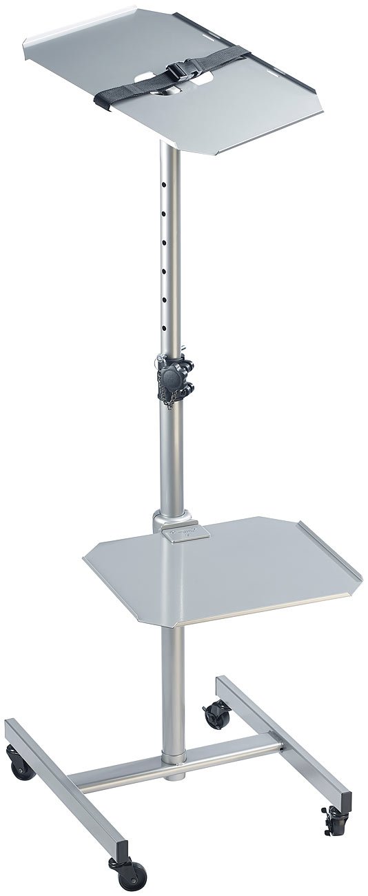 Beamertisch: Variabler Profi-Projektor-Wagen mit 2 Ablage-Ebenen (Beamerwagen, Beamertisch Wohnzimmer, Regal)