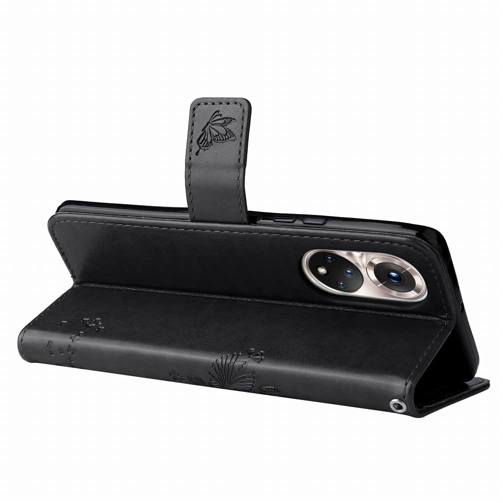 Custodia Flip In Ecopelle Per Honor 50 - Cover Magnetica Con Portafoglio E Supporto - Nero - 2