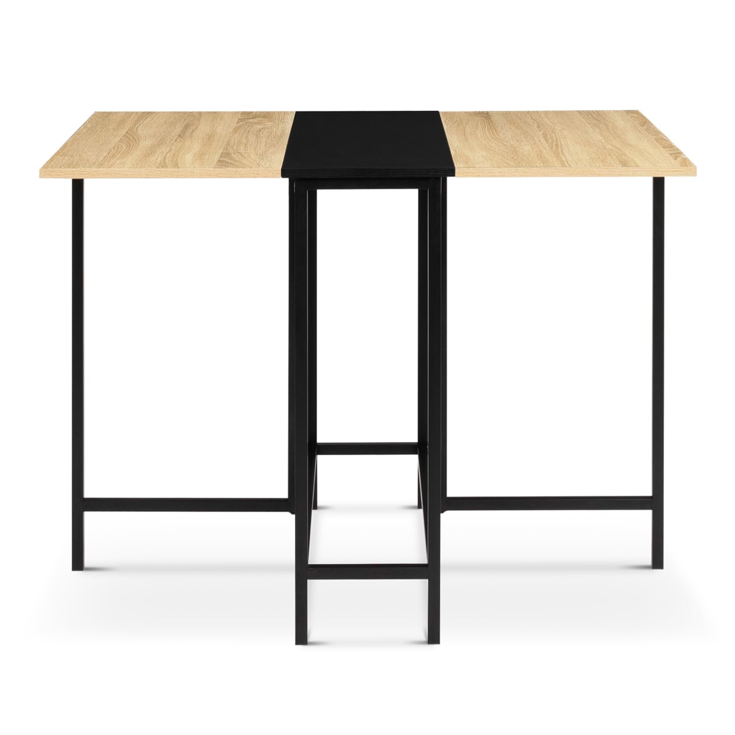 IDMarket - Mesa consola plegable 2-4 personas en haya y negro diseño industrial EDI