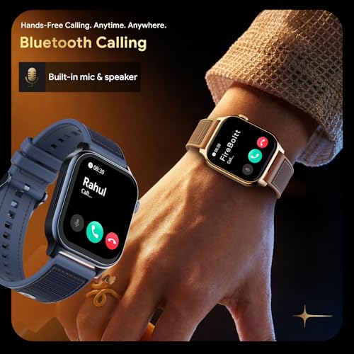 Image of Fire-Boltt Rise Force Smart Watch 1.85 inch Display, Nylon-Fluoroelastomer Hybrid Strap, Rotating Crown, Bluetooth Calling, Dual Button Control, Metal Body Smartwatch for Men and Women Ocean Navy